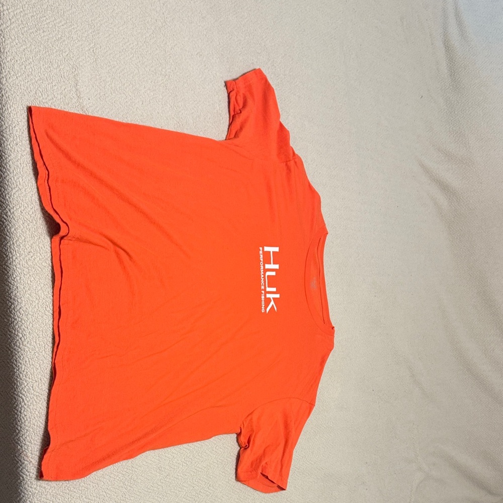 Huk Vibrant Orange Tee with White Logo